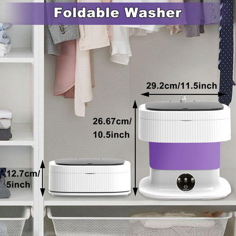 Mini Portable Washing Machine Small - 16L 60W Portable Mini Washing Machine with Spin, Mini Lavadora Portatil Washer Foldable, Small Washing Machine Portable Used for Travel Baby Purple