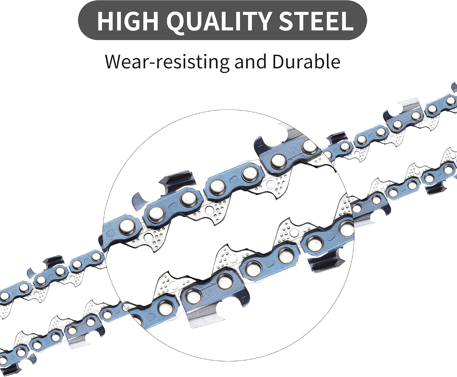 8 Inch Chainsaw Chain 3/8" LP Pitch .050" Gauge 33 Drive Links 2 Pack, 8 Inch Replacement Pole Saw Chains Compatible for Sun Joe SWJ800E SWJ806E, Chicago, Portland 62896, Greenworks, Oregon S33