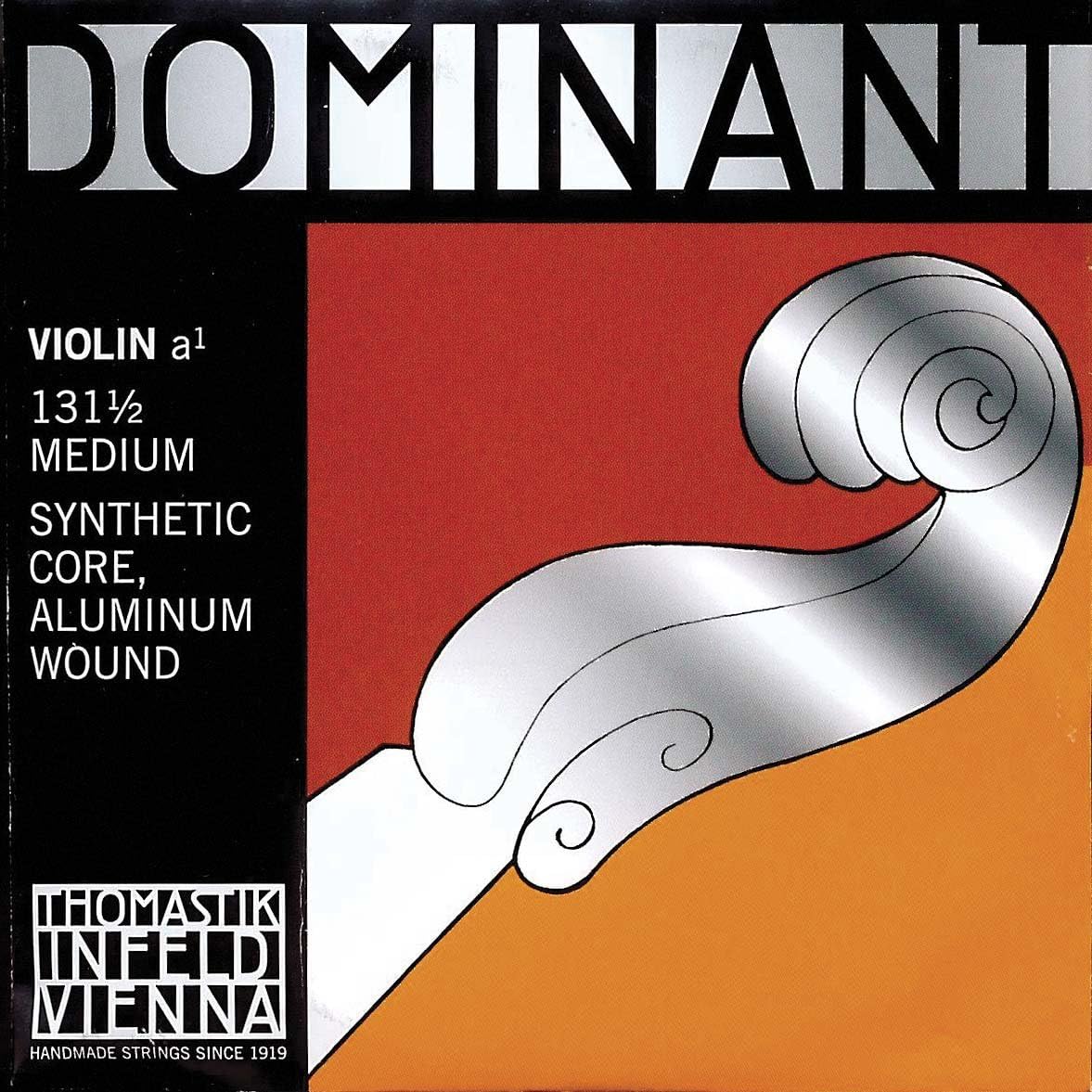 Thomastik-Infeld Dominant Violin String Set, 3/4 Size, Medium Tension - 135B.34 - Synthetic Core A, D, G with Steel E, Removable Ball - Clear & Balanced Tone, The Reference Standard for Violin