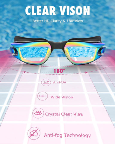 Aegend Swim Goggles for Kids 3-14 Anti-Fog Anti-Leak Goggles for Swimming