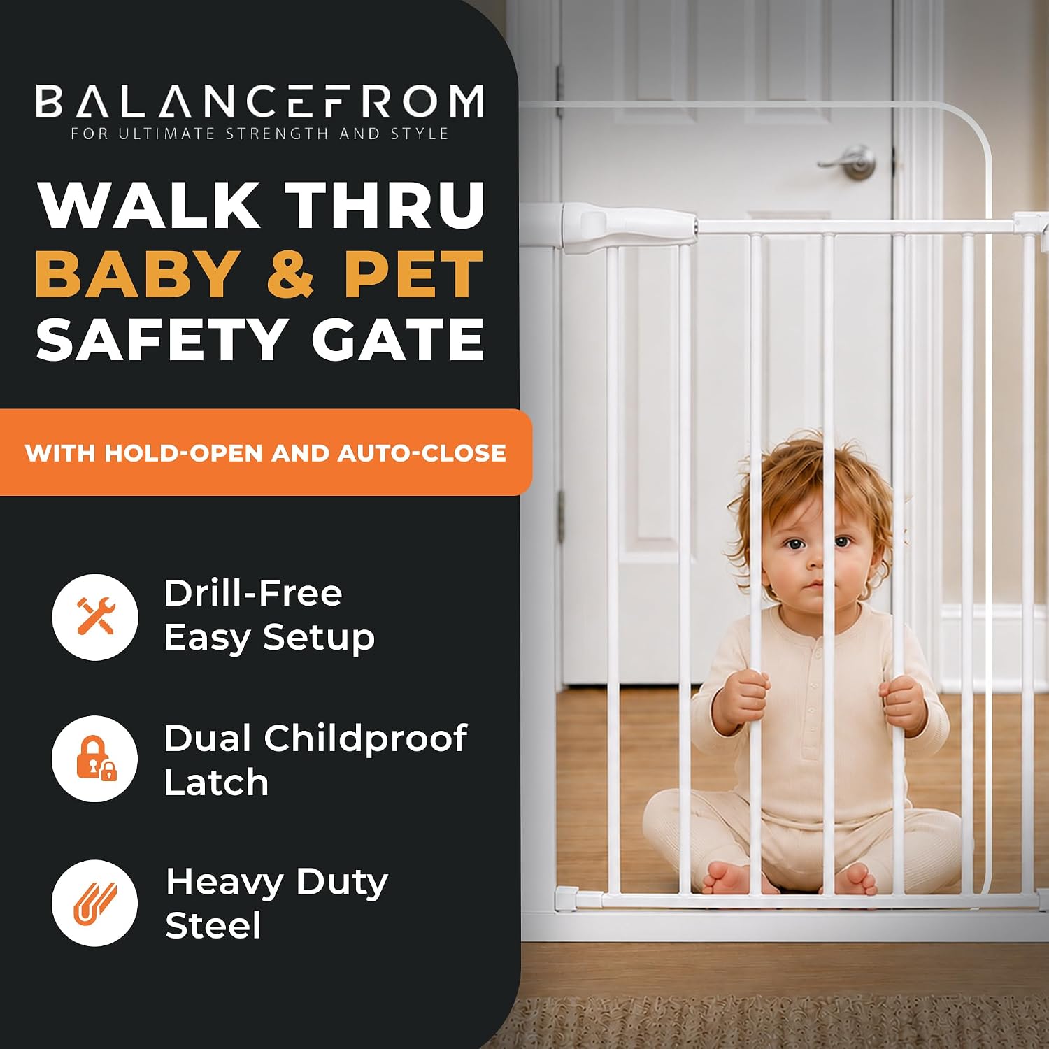 BalanceFrom Easy Walk-Thru Baby Safety Gate, Fits 29.1" to 33.8" Openings