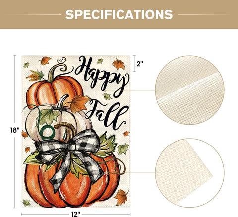 AVOIN colorlife Happy Fall Garden Flag 12x18 Inch Double Sided Outside