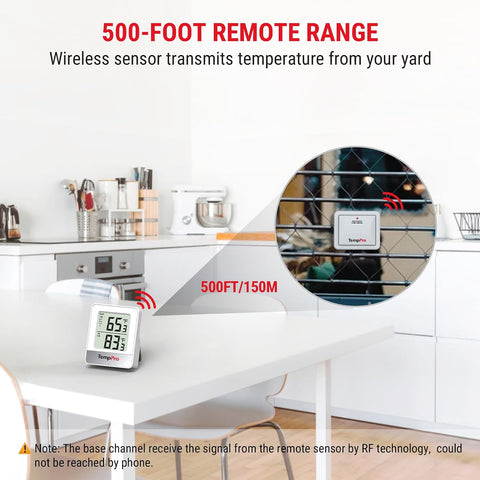 TempPro TempAir Indoor Outdoor Thermometer Wireless 500FT