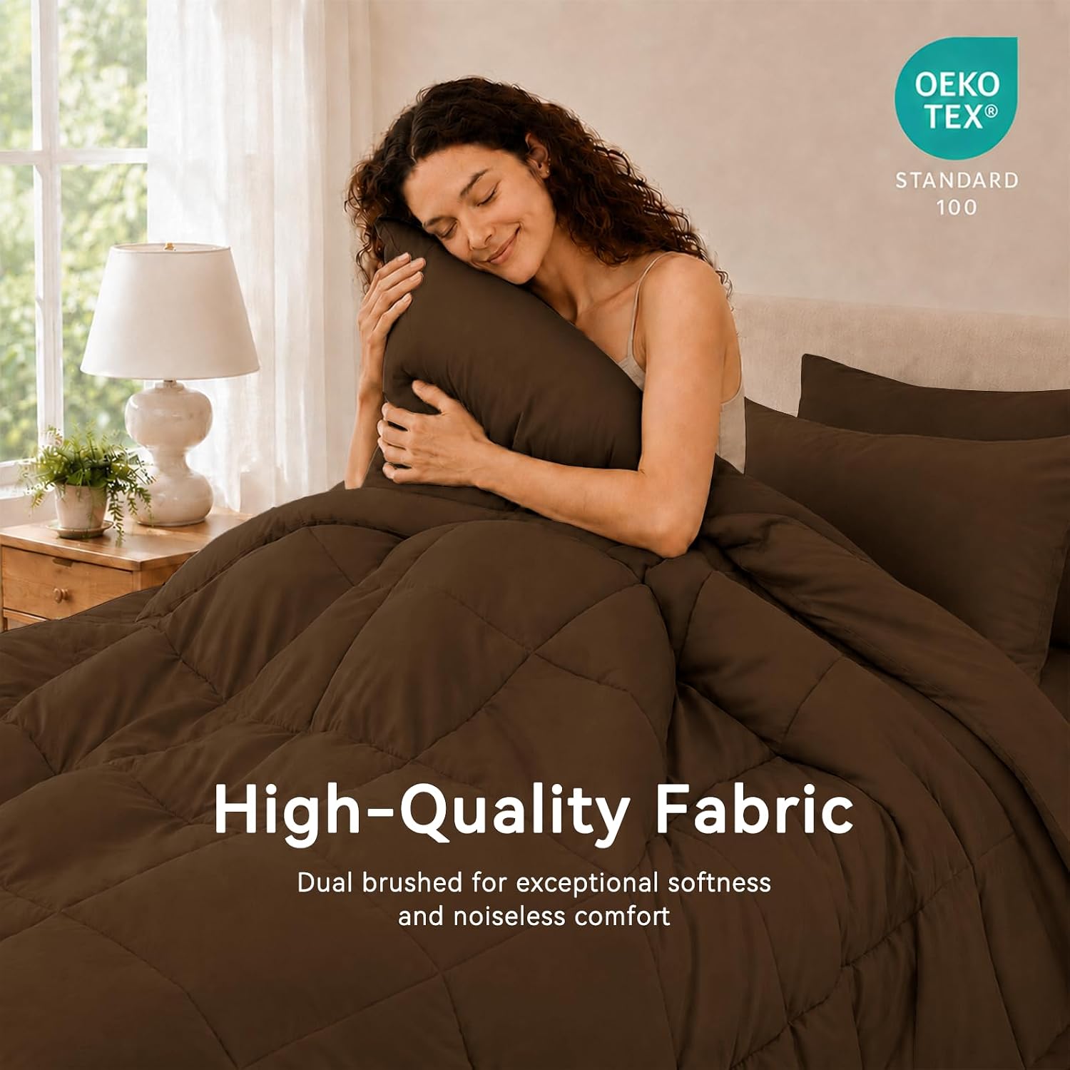 Anluoer King Size Comforter Set, 7 Piece Bed in a Bag King Bedding Sets