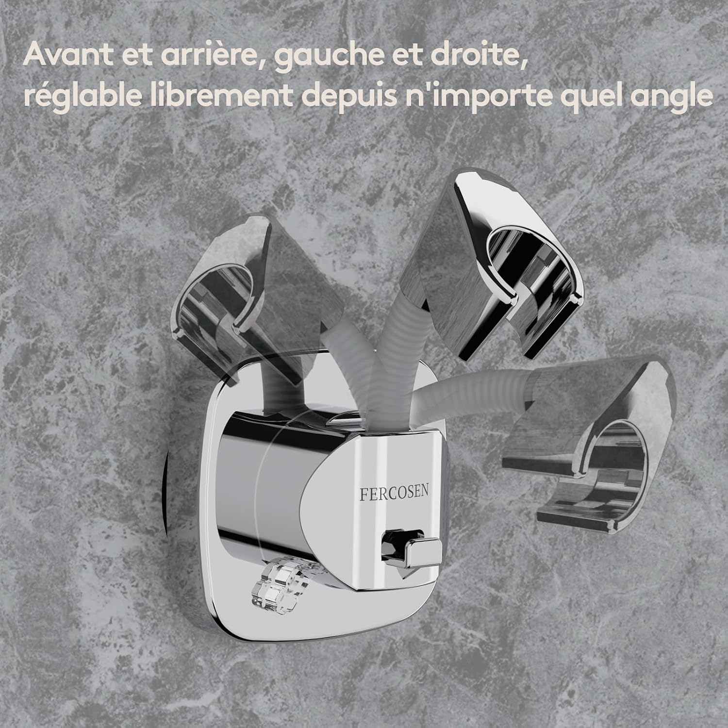 Shower Head Holder with Suction | 360° Swivel | Gray