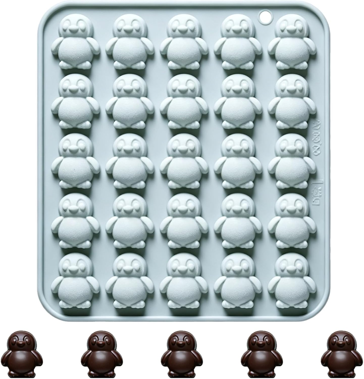 3D Silicone Penguin Molds, 25-Cavity Cute Penguin Candy Molds for Chocolate, Gummy, Ice Cube, Biscuit, Cupcake Topper, Cake Decoration