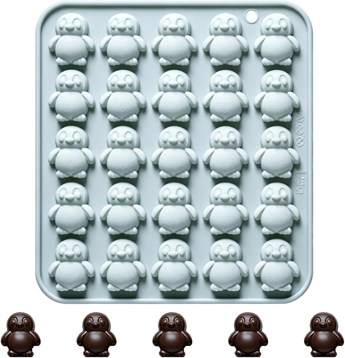 3D Silicone Penguin Molds, 25-Cavity Cute Penguin Candy Molds for Chocolate, Gummy, Ice Cube, Biscuit, Cupcake Topper, Cake Decoration