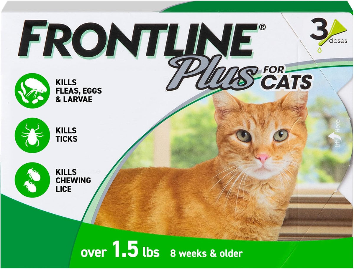 FRONTLINE Plus Flea & Tick Spot Treatment for Cat & Kitten (Green) Count of 3