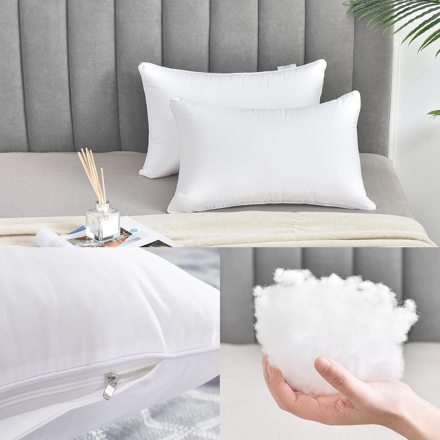 FAVRIQ 14 x 22 Pillow Inserts (Set of 2) - Premium Square Interior Sofa Throw Pillow with 100% Cotton Cover - Decorative Pillow Insert Pair - White Couch Pillow