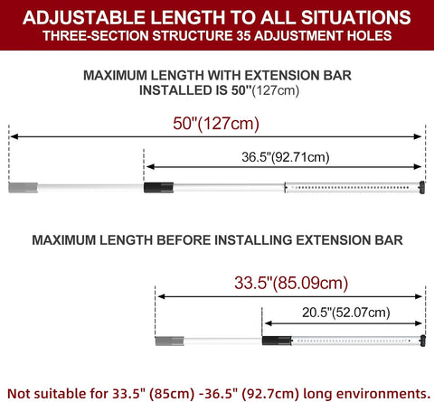 AceMining Sliding Door Security Bar,Heavy Duty Sliding Patio Door Lock Bar, 20-50inch Adjustable Multi-use Window Security Bars, Sliding Door Stopper,White,2Pack