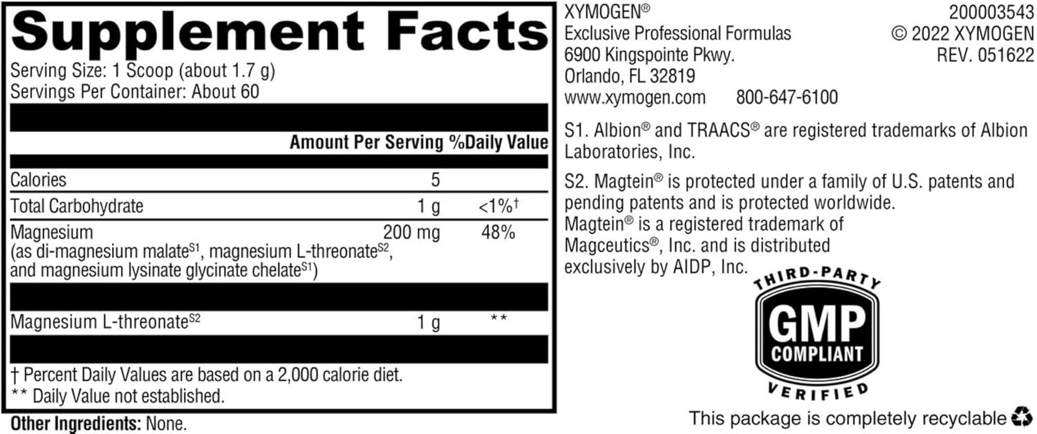 XYMOGEN OptiMag Neuro, Unflavored, 3.6 Oz