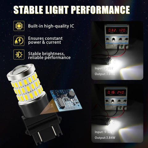 iBrightstar 3157 LED Bulb White, 4157 3156 LED Reverse Light Bulbs Super Bright for Tail Brake Lights Backup Lights Turn Signal Lights, 2 Pack