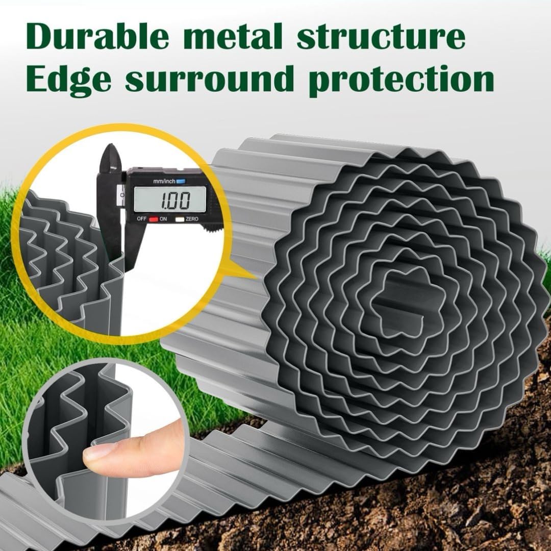 LAVEVE Corrugated Metal Garden Edging 6" x 20Ft, Landscape Edging Border