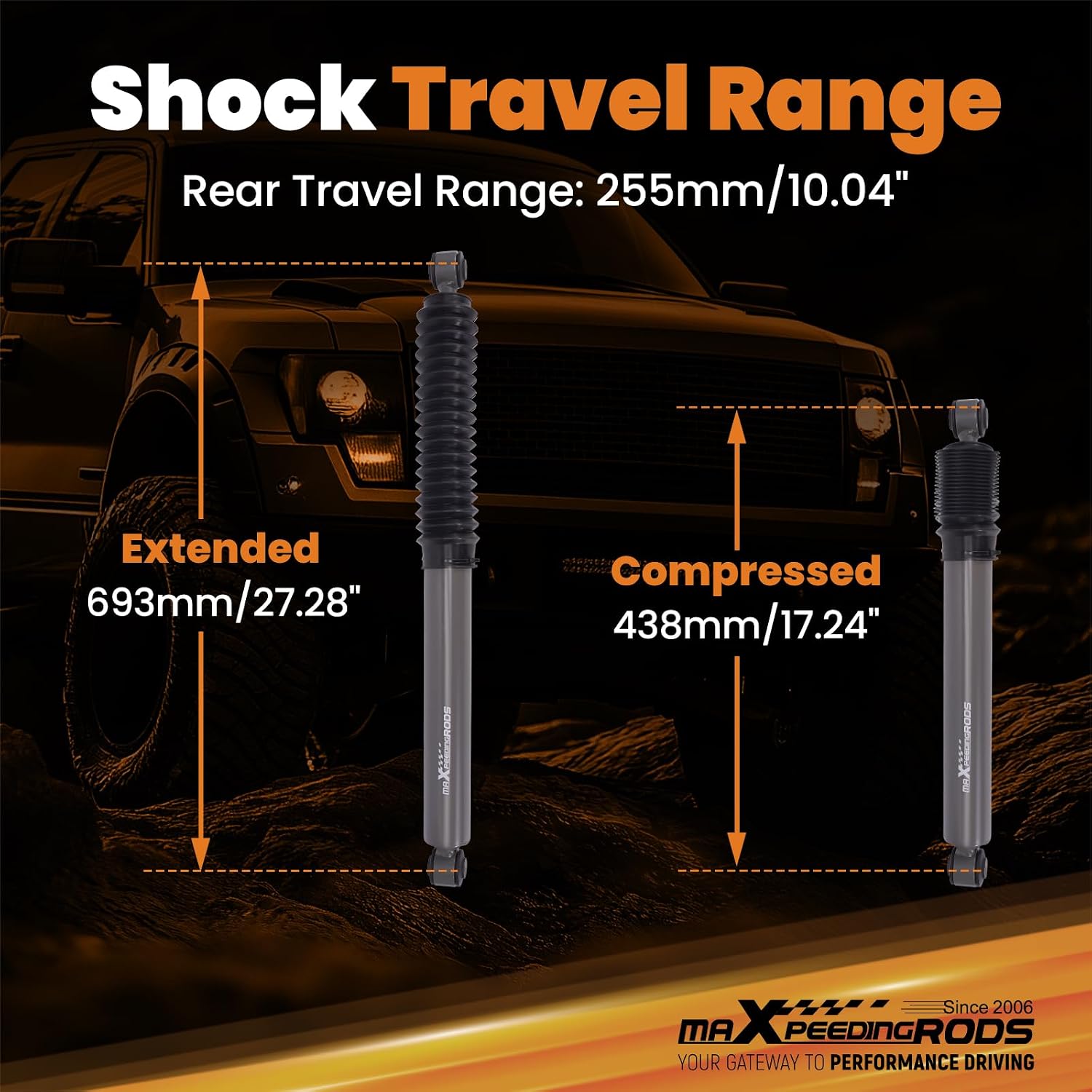 maXpeedingrods 0-4" Rear Shocks for Chevy Silverado/GMC Sierra 1500 2007-25