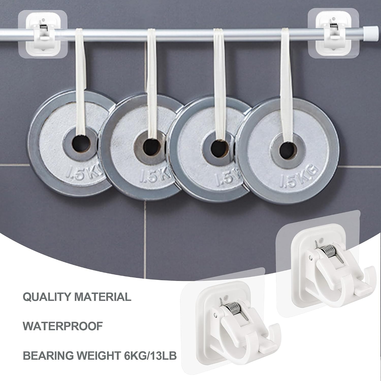 Self Adhesive No Drill Adjustable Curtain Rod Holder Hooks Brackets