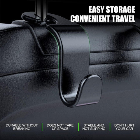 4 Pack Curved Headrest Hooks for Vehicle Seats, Black Style 2