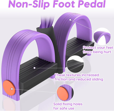 Pedal Resistance Band with Handles, 6-Tubes Natural Rubber Exercise Band