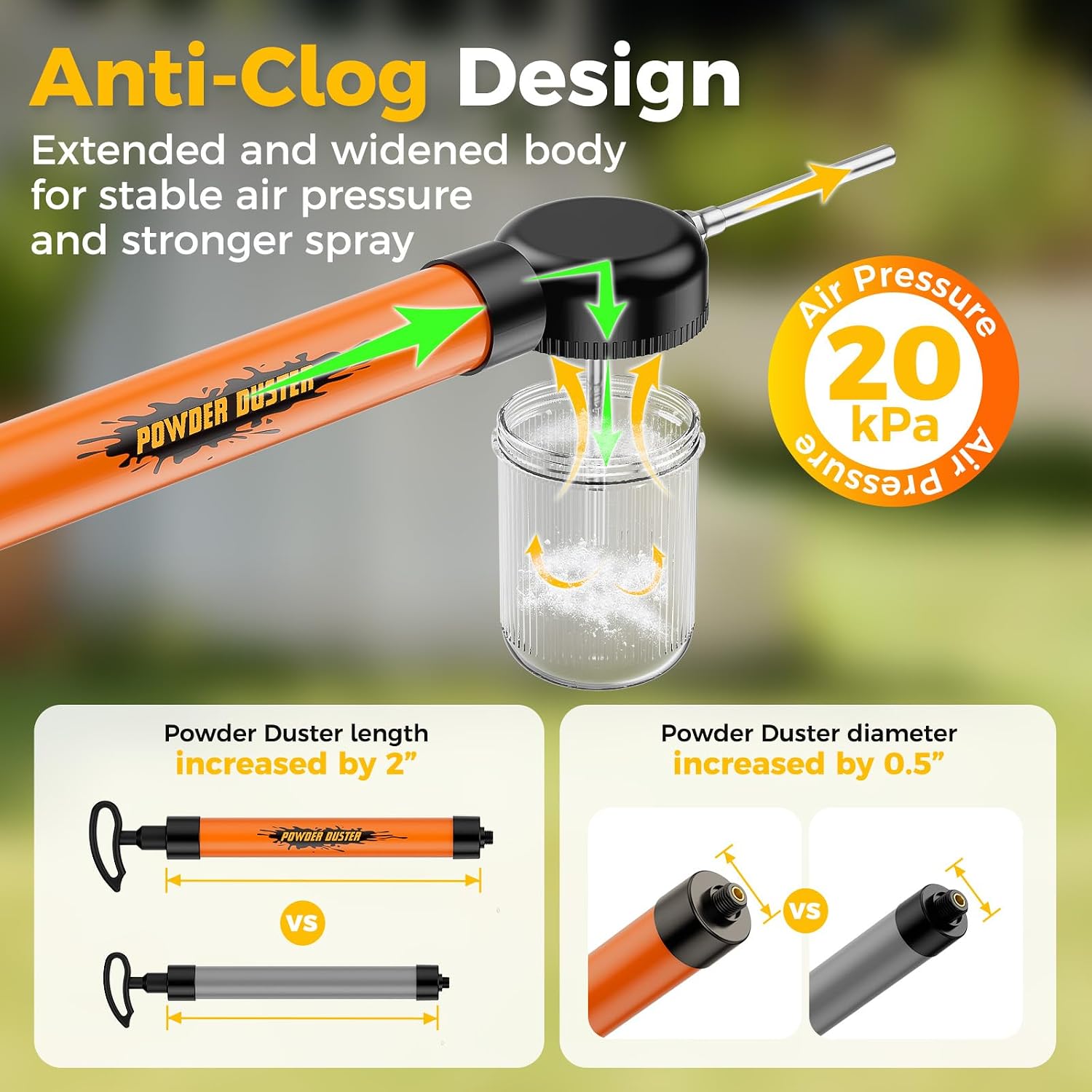 Diatomaceous Earth Powder Duster Applicator Sprayer with Adjustable 4FT Rod