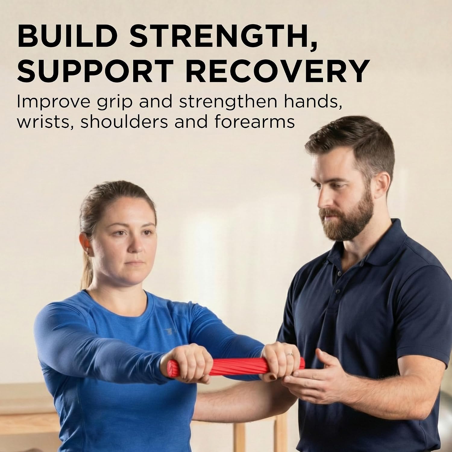 THERABAND FlexBar Resistance Bar, Physical Therapy, Flex, Elbow, Wrist, Red