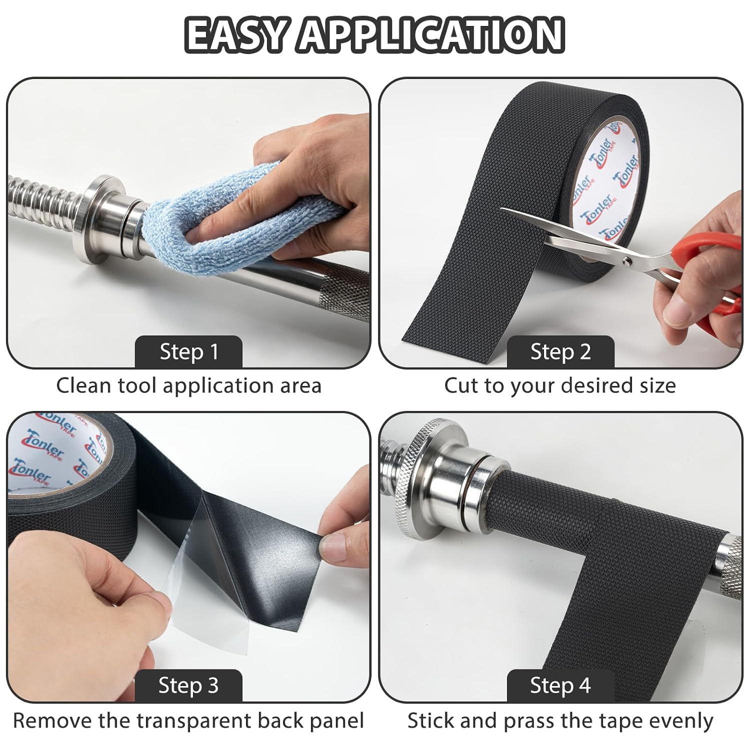Ultra-Thin Black Anti-Slip Rubber Grip Tape 2" x 16.5FT Strong Adhesive