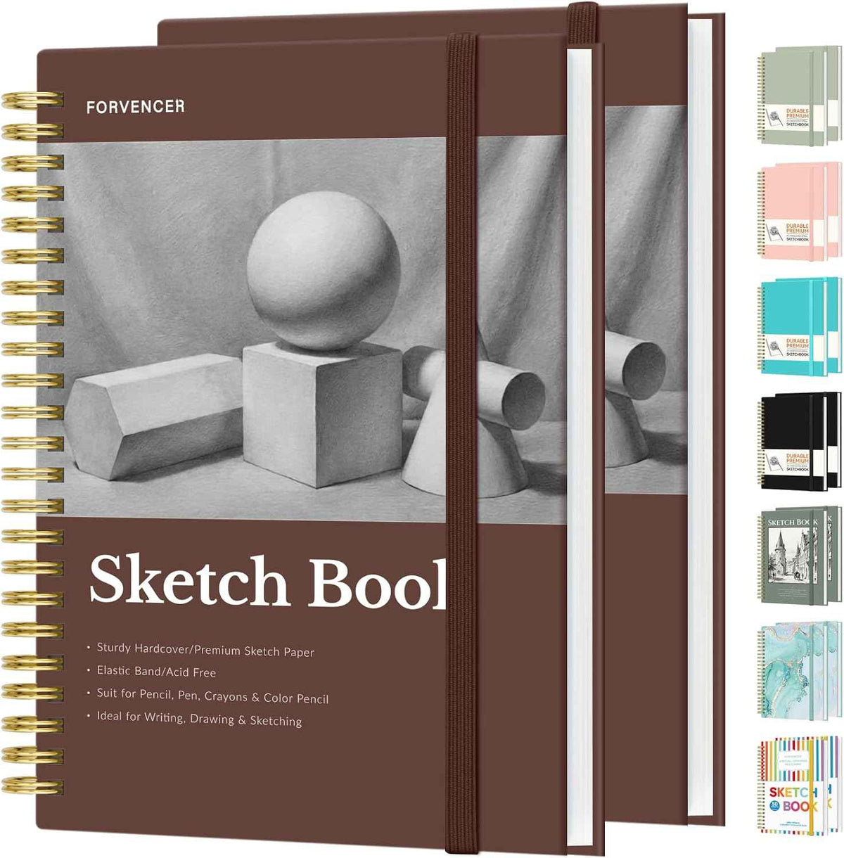 Forvencer 2 Pack Blank Spiral Notebook, 8"x 5.6"Hardcover Sketch Book