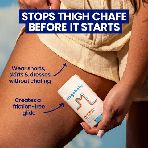 Megababe Thigh Rescue Anti-Chafe Stick | Prevents Skin Chafe & Irritation | Thighs, arms, Bra-Lines & More