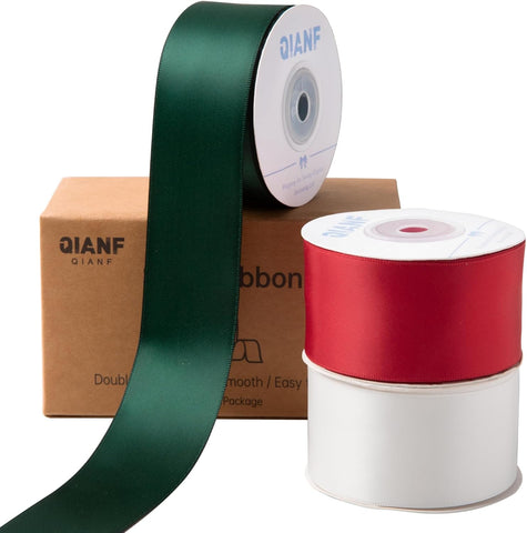 QIANF 1-1/2 Inch Baby Maize Double Face Satin Ribbon 45 Yards Mint Green Fabric Ribbon for Gift Wrapping, Flower Bouquets, Hair Bows, Wedding Decoration, Invitation Cards, Christmas (3 Rolls *15Yd)