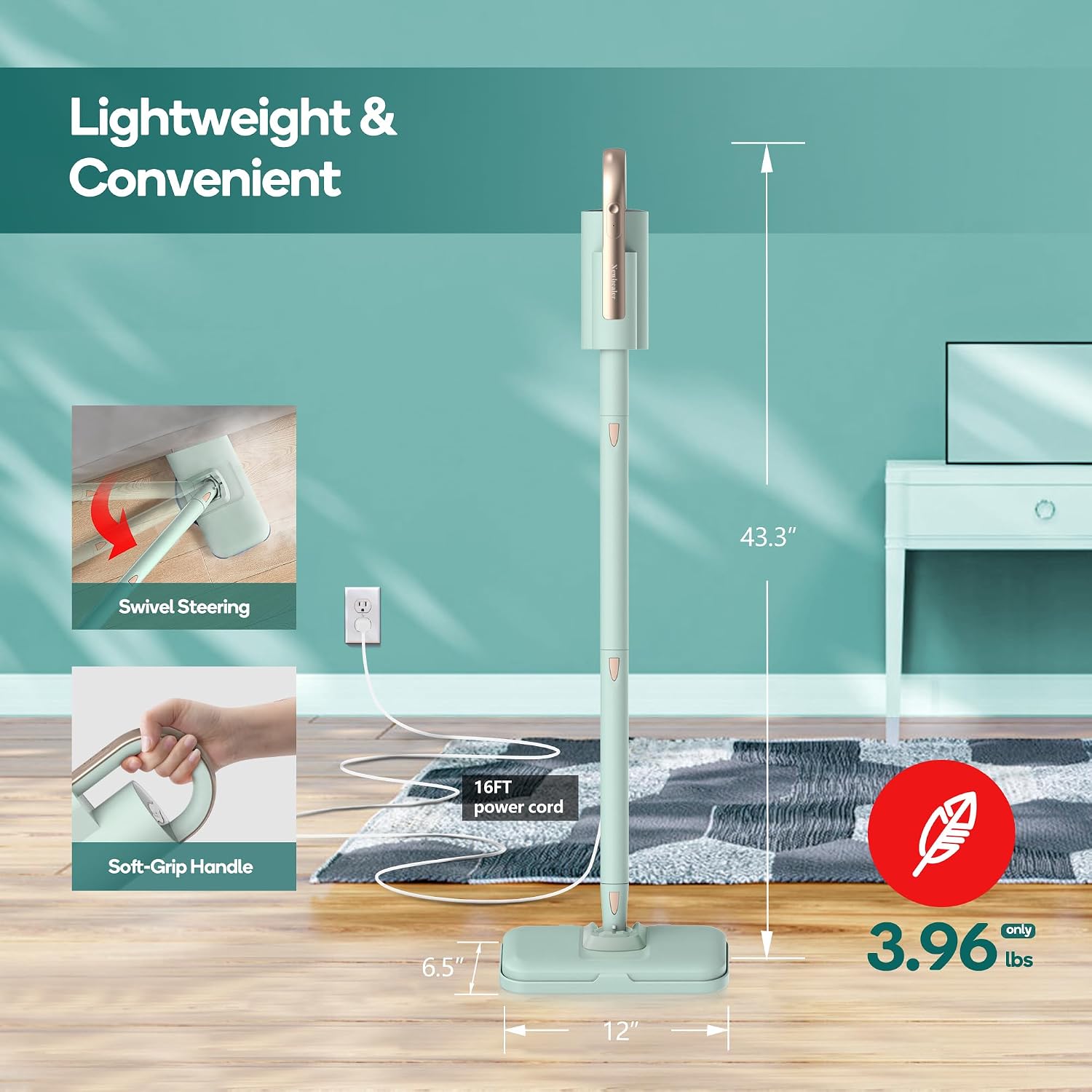 Newbealer Steam Mop & Detachable Handheld Cleaner, 1200W Floor Steamer