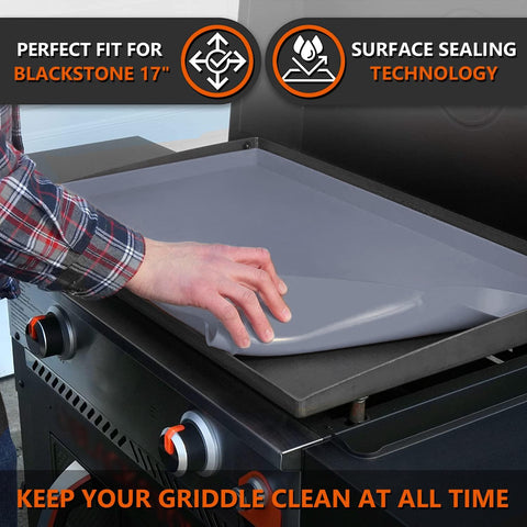 17" Silicone Griddle Mat for Blackstone 17 Inch Grill, Heavy Duty Food Grade Silicone Griddle Cover, Protect Your Grill from Dirt & Rust All Year Round (Gray)