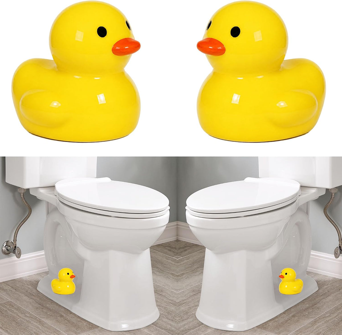 ZUNON Toilet Bolt Covers, Toilet Bolt Caps, Ceramic Yellow Duck, Set of 2