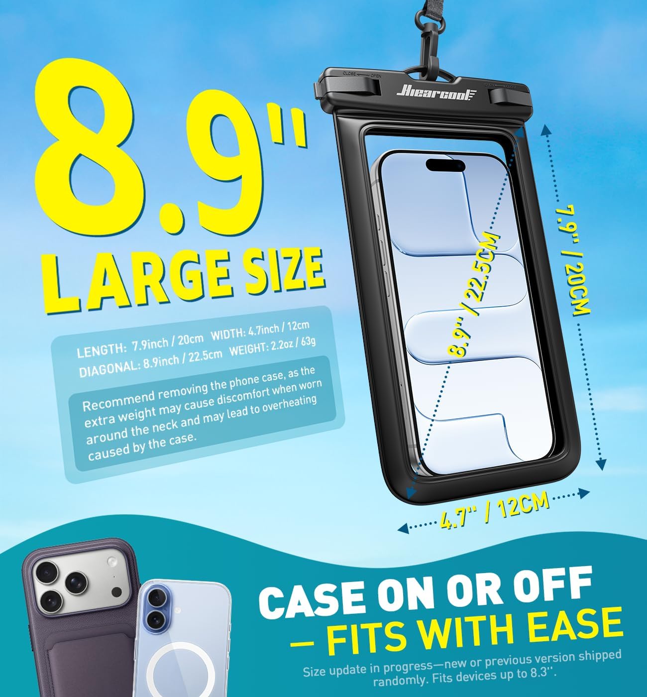 Hiearcool Waterproof Phone Pouch, Waterproof Phone Case, Black&Green 2-Pack