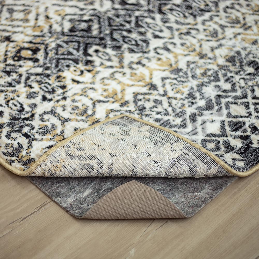 Mohawk Home Non Slip Rug Pad 8' Round - 3/8" Thick Felt + Latex Rubber Gripper - Dual Surface Cushion for Hardwood, Carpet, Tile Floors, Made in USA