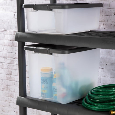 Sterilite ShelfTote, Clear Plastic Storage Bins, 50 Quart, 6-Pack