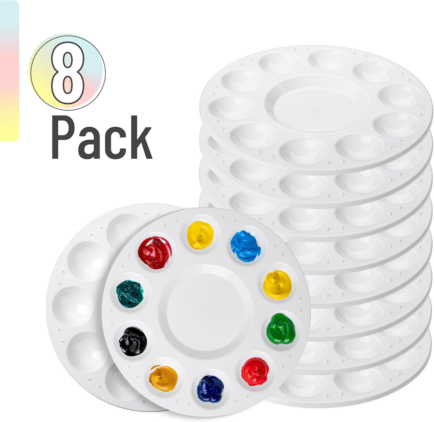 Mr. Pen- Round Paint Tray Palettes, 8 Pack