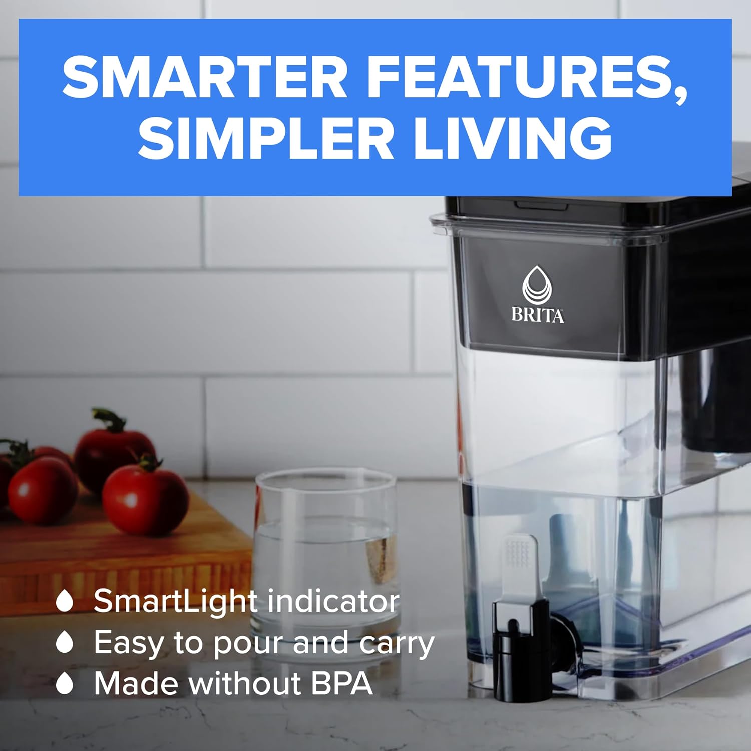 Brita X-Large 27 Cup Water Dispenser, Includes 1 Filter, Gray