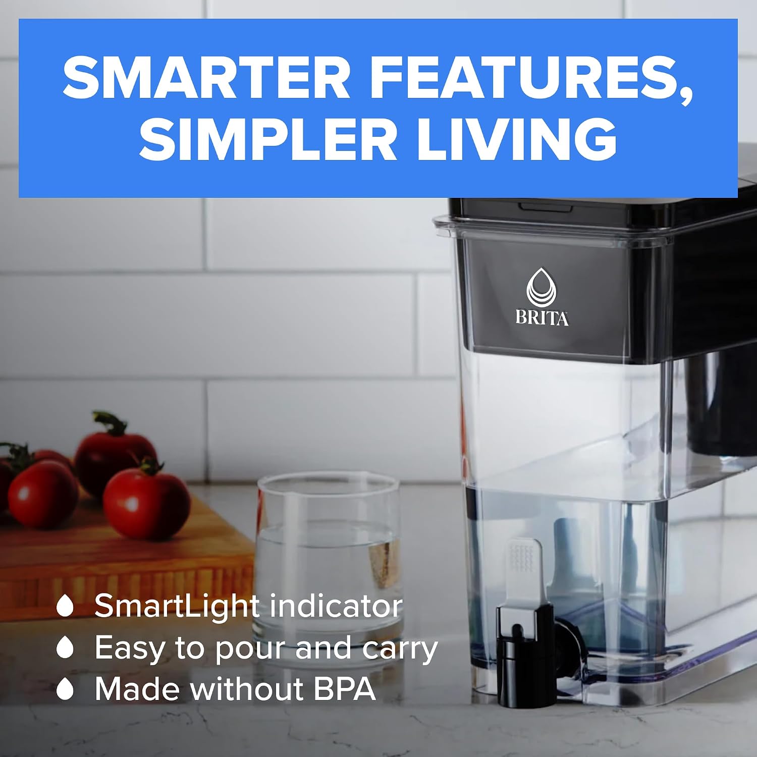 Brita X-Large 27 Cup Water Dispenser, Includes 1 Filter, Black