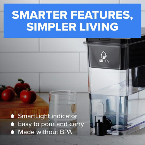 Brita XL 27 Cup Water Pitcher Dispenser, Includes 1 Elite Filter, Black