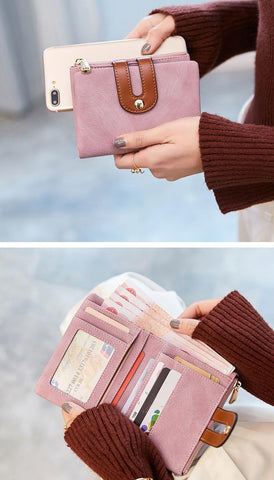 AOXONEL Women's Rfid Small Bifold Leather Wallet Ladies Mini Zipper Coin Purse id card Pocket,Slim Compact Thin