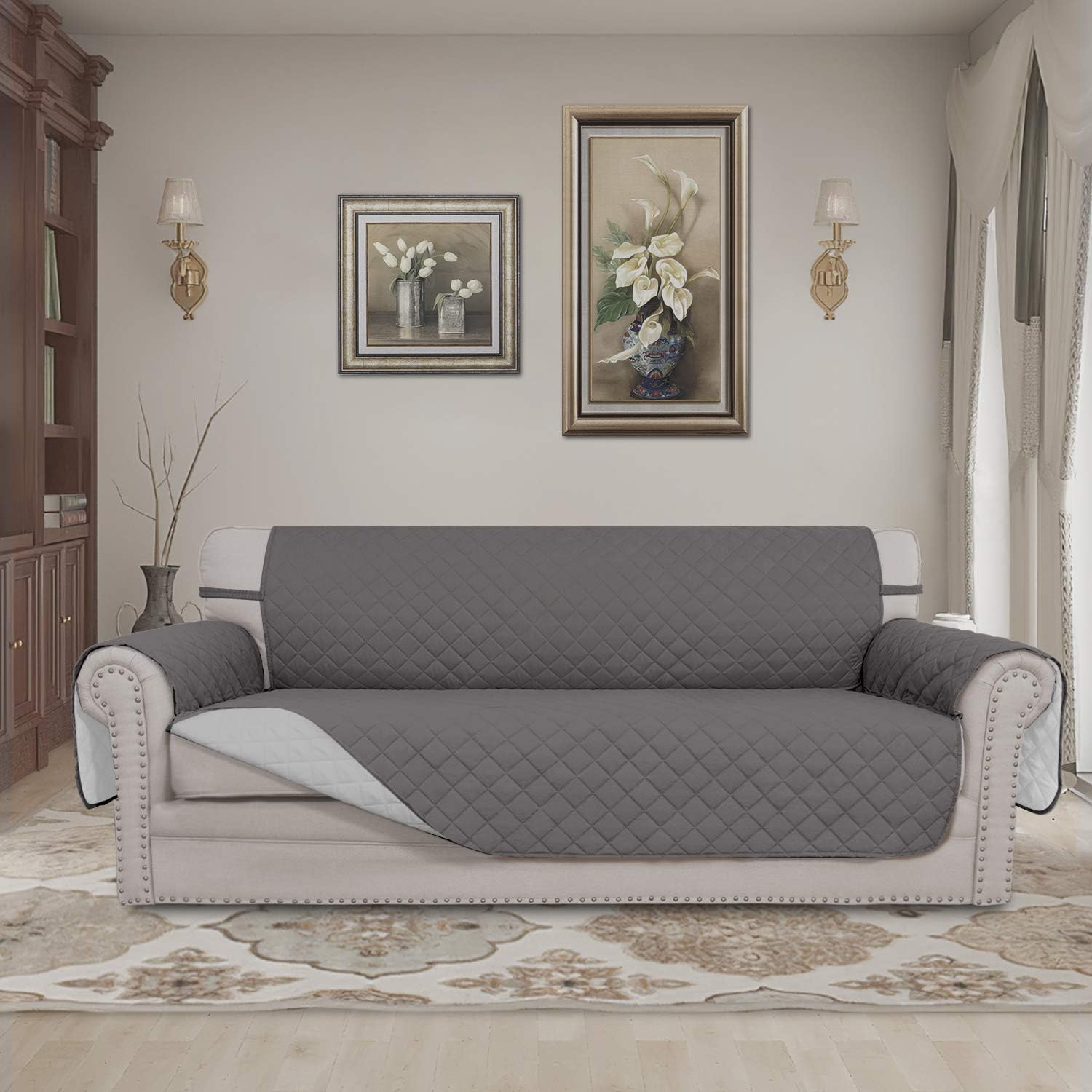 Easy-Going Reversible Couch Cover, 3 Cushion Sofa, X-Large, Gray/Light Gray