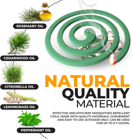 Mosquito Repellent Coils - Outdoor Use Reaches Up to 10 feet - Each Burns for 5-7 Hours (20 coils & 8 Coil Stands) for Patio Backyard