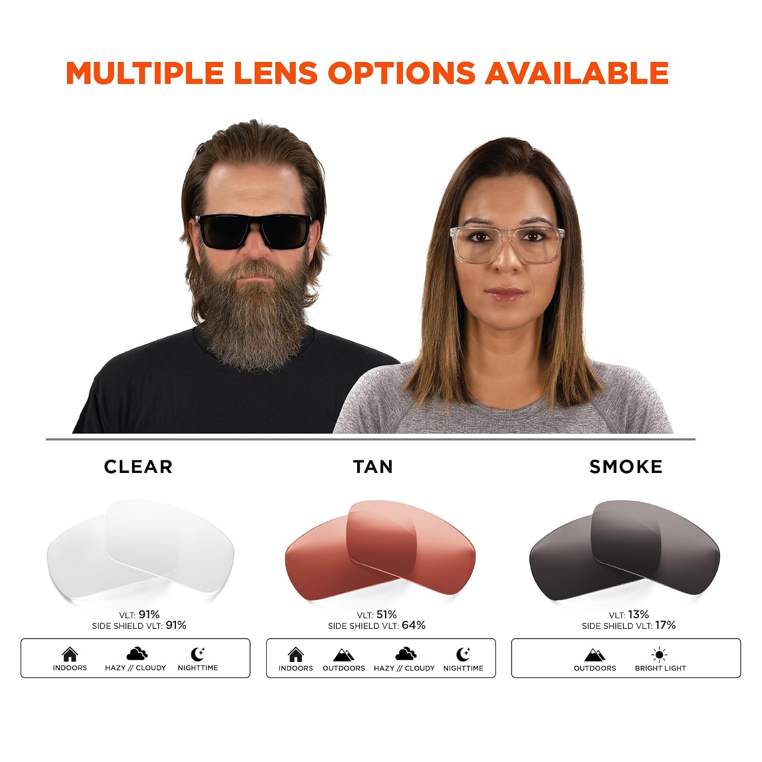 Ergodyne Skullerz SIXTEN Safety Glasses with Side Shields, Anti Fog + Anti Scratch, ANSI z87.1 with Protective Microfiber Bag