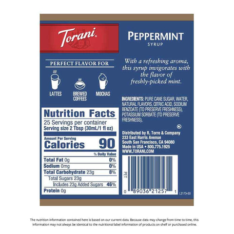 Torani Syrup, Peppermint, 25.4 Ounces (Pack of 4)