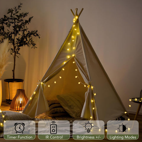 Metaku 16.4Ft 50LED Battery Operated Globe String Lights with Remote
