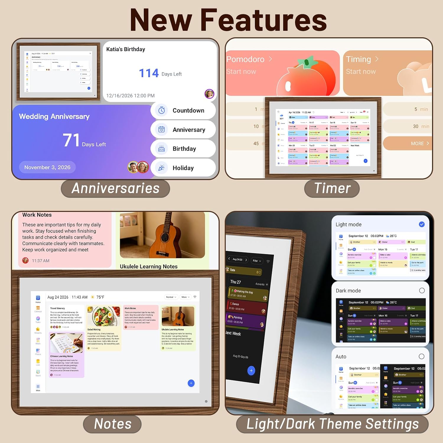 10.1" Digital Calendar Wall Touch Screen, No-Subscription, Smart Calendar