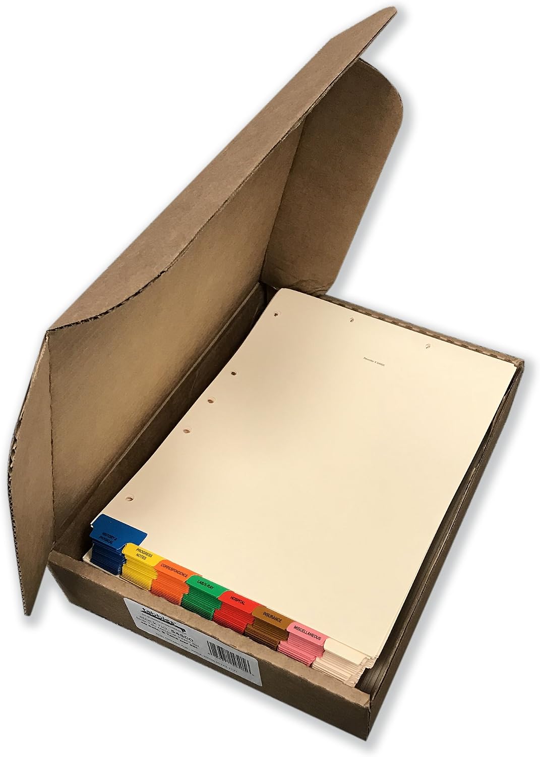 Tabbies 8-Bottom Tab Medical Chart Index Set , Red, Brown, Blue, Orange, Yellow, Green , 8-1/2" x 11-3/8"