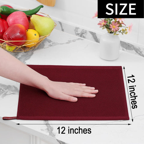 Homaxy 100% Cotton Waffle Weave Kitchen Dish Cloths 12-Pack, Burgundy
