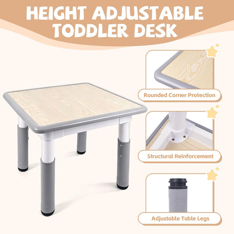 Pterying Toddler Table and Chair Set, Graffiti Tabletop, 2 Chairs, Grey