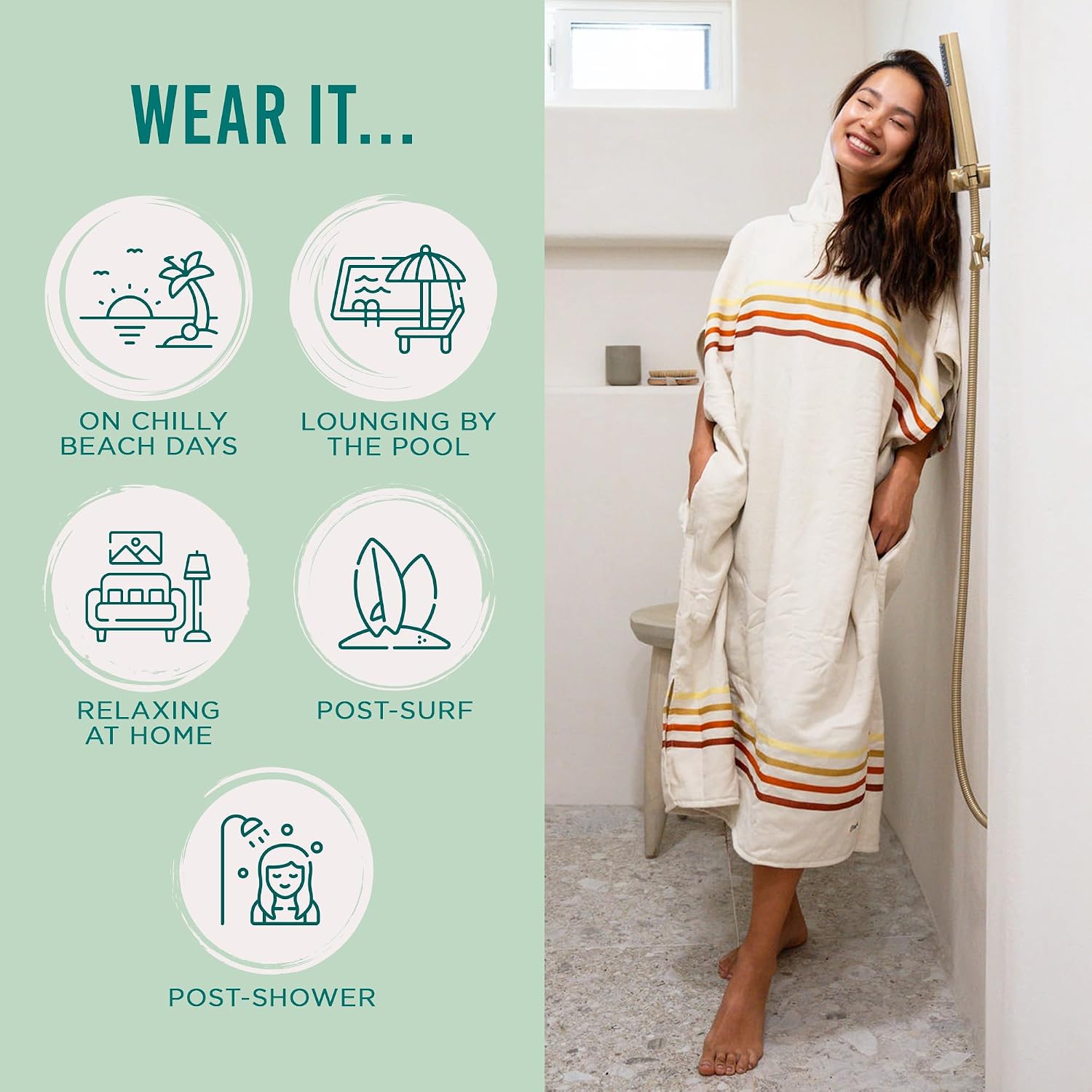 Sand Cloud Towel Poncho for Women & Men - Lightweight & Sand-Repellent