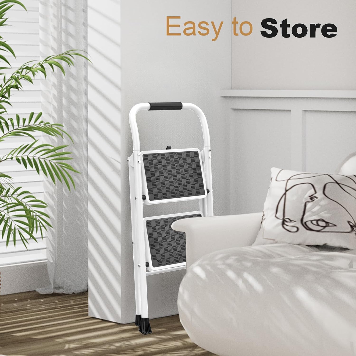 HBTower Step Ladder, Folding Step Stool with Wide Anti-Slip Pedal