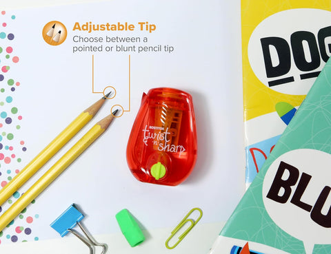 Bostitch Twist-n-Sharp Handheld Pencil Sharpener for Kids, Red